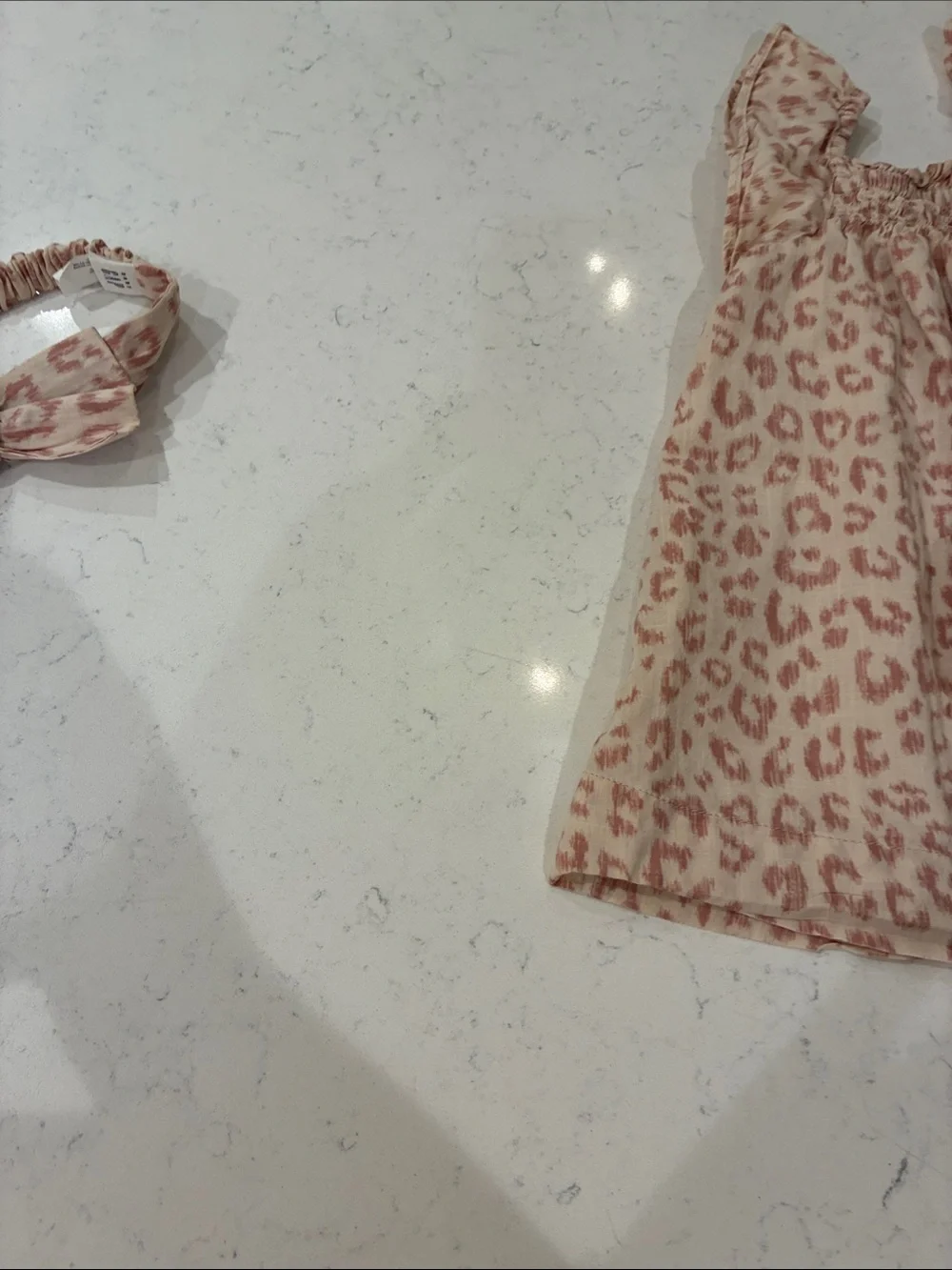 GAP Pink Leopard Print Ruffle Dress with Diaper cover with Headband